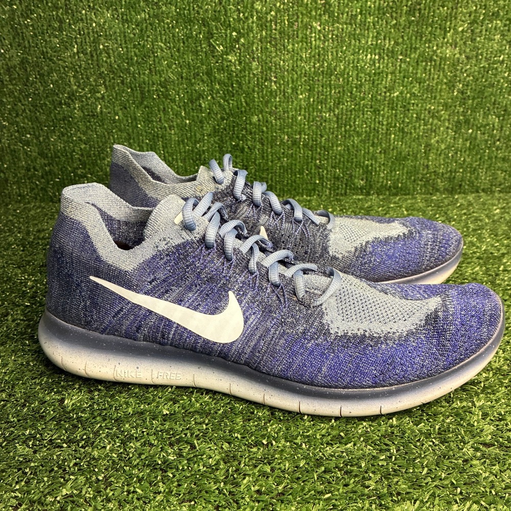 Nike Free RN Flyknit 2017 Lightweight Breathable Running Sneaker Blue Mens Sz 11
